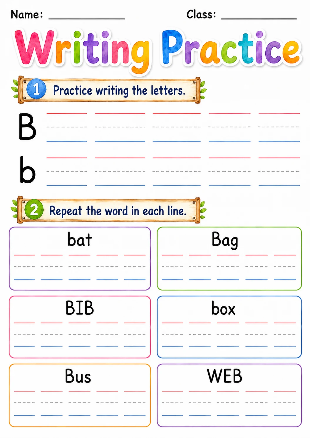 Letter B Phonics Worksheets Pack page 4 printable worksheet preview