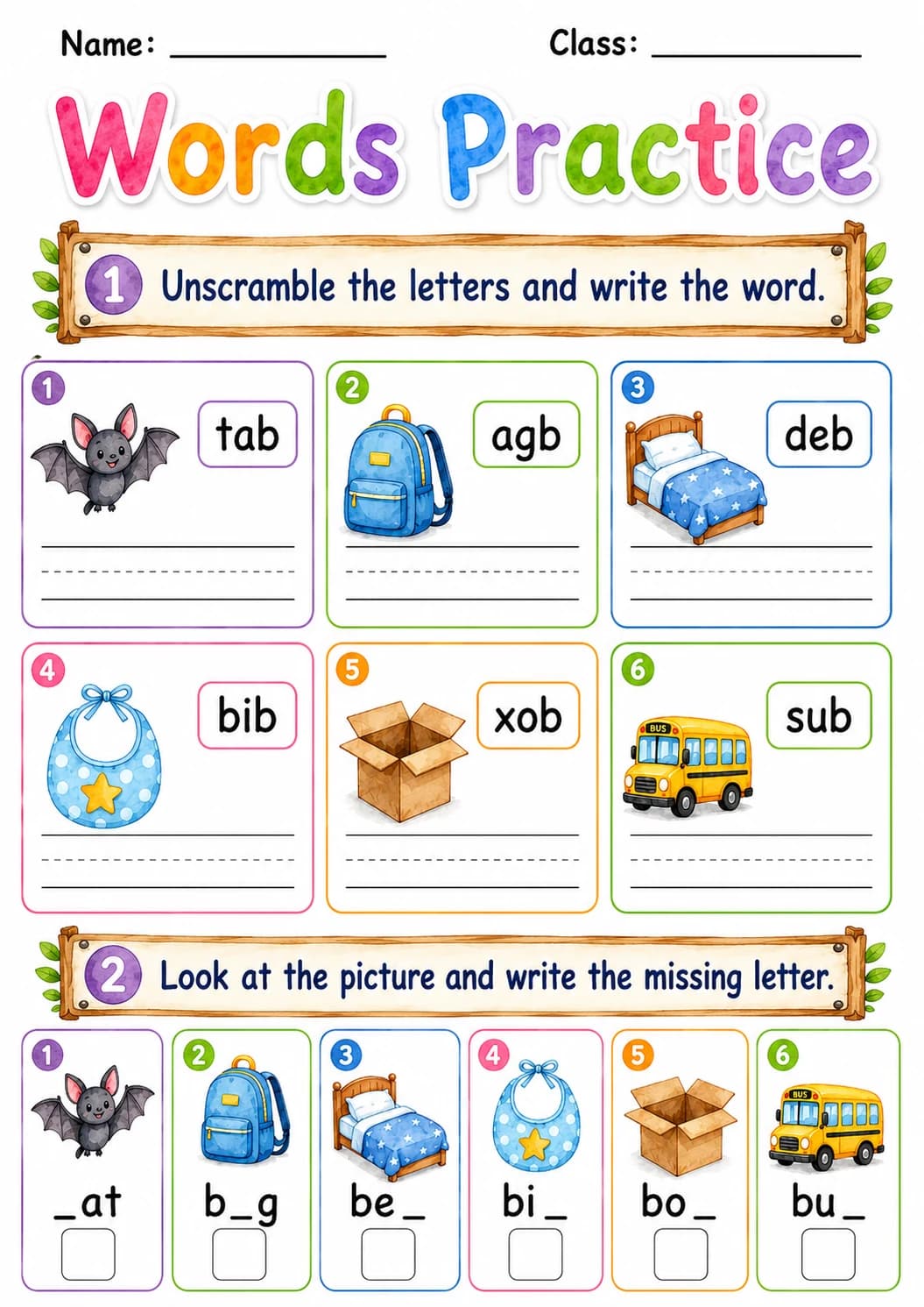 Letter B Phonics Worksheets Pack page 6 printable worksheet preview