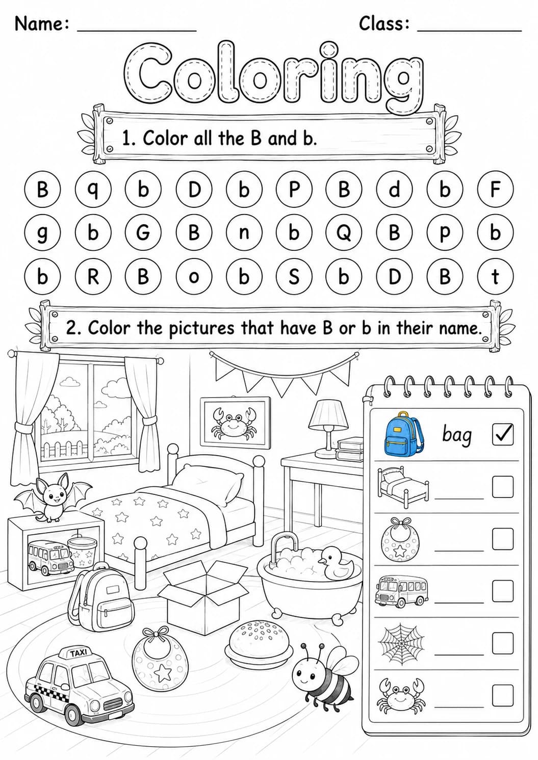 Letter B Phonics Worksheets Pack page 9 printable worksheet preview