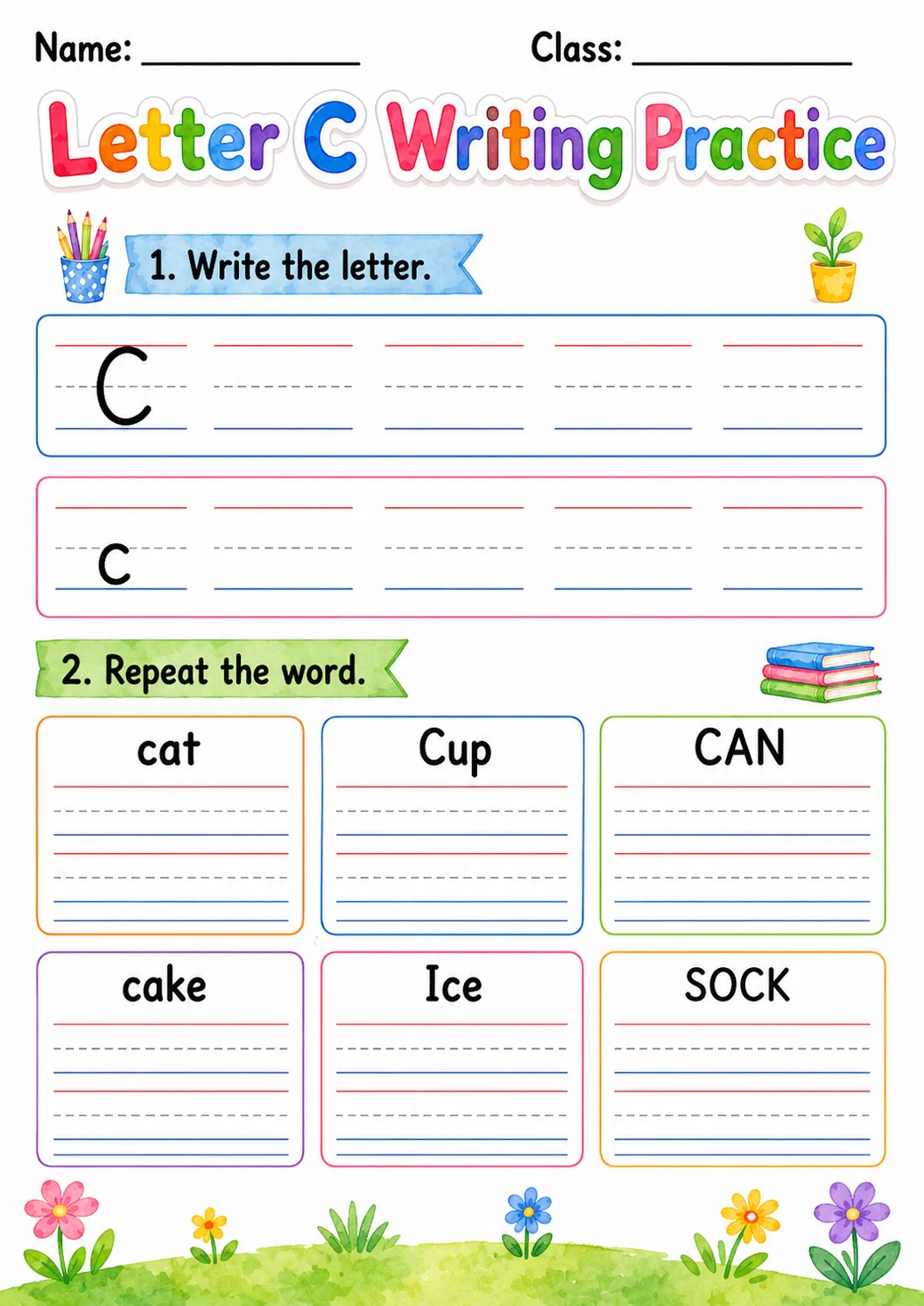 Letter C Phonics Worksheets Pack page 4 printable worksheet preview