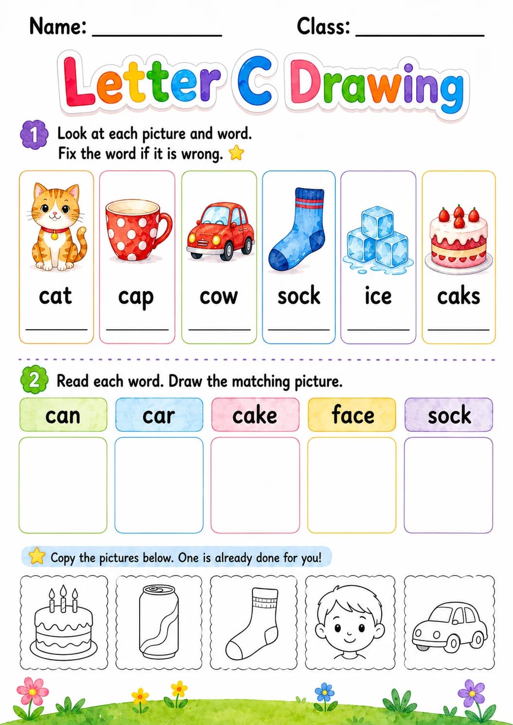 Letter C Phonics Worksheets Pack page 5 printable worksheet preview