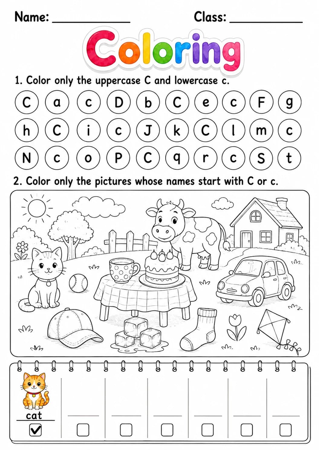 Letter C Phonics Worksheets Pack page 9 printable worksheet preview