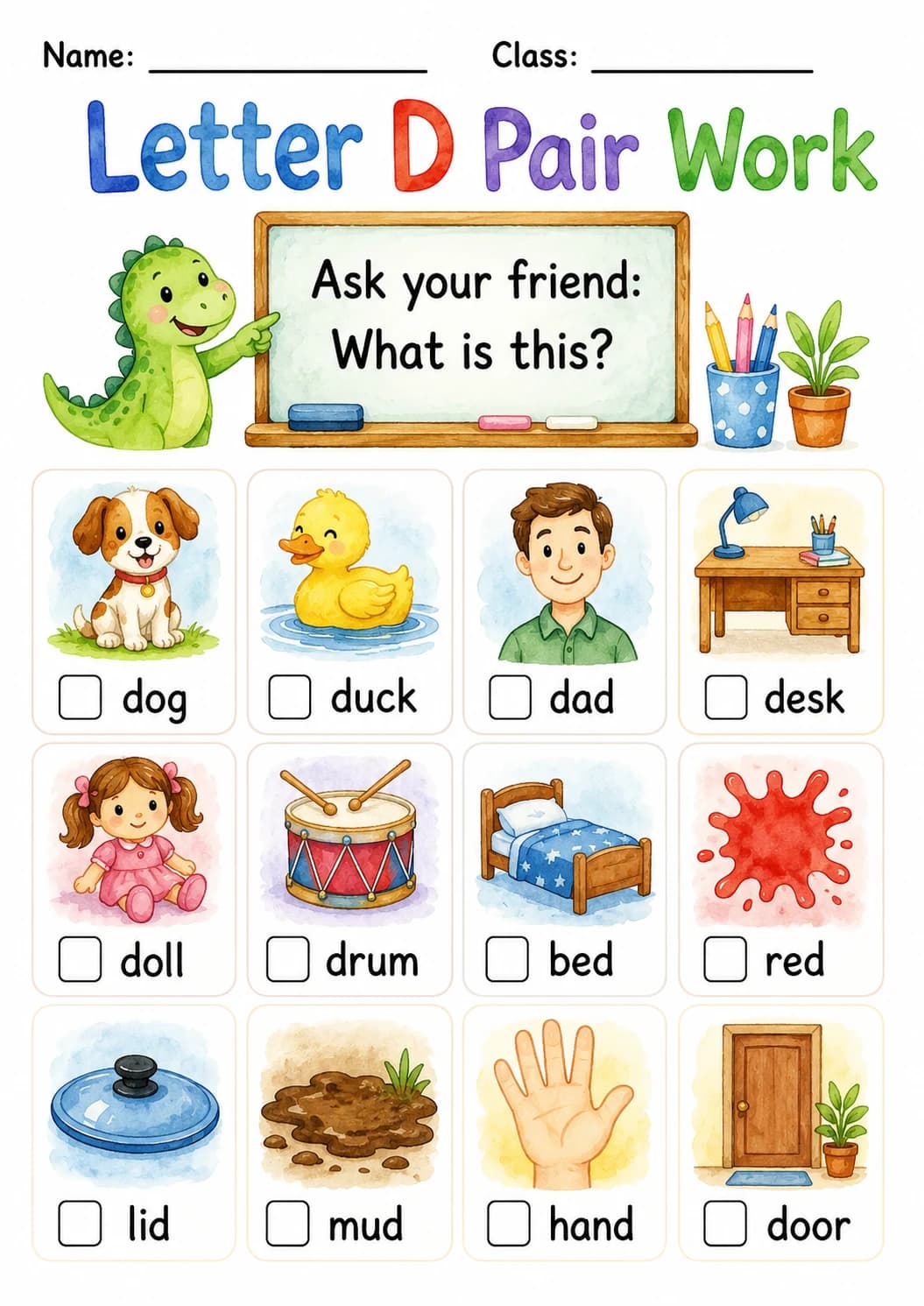 Letter D Phonics Worksheets Pack page 3 printable worksheet preview