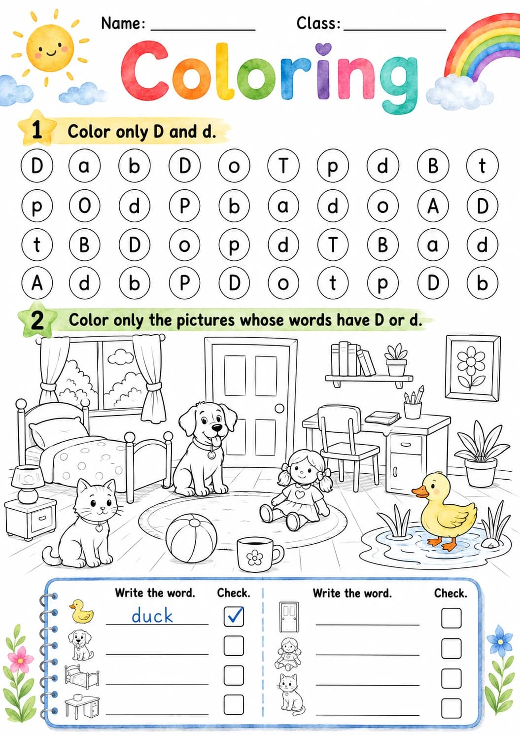 Letter D Phonics Worksheets Pack page 9 printable worksheet preview