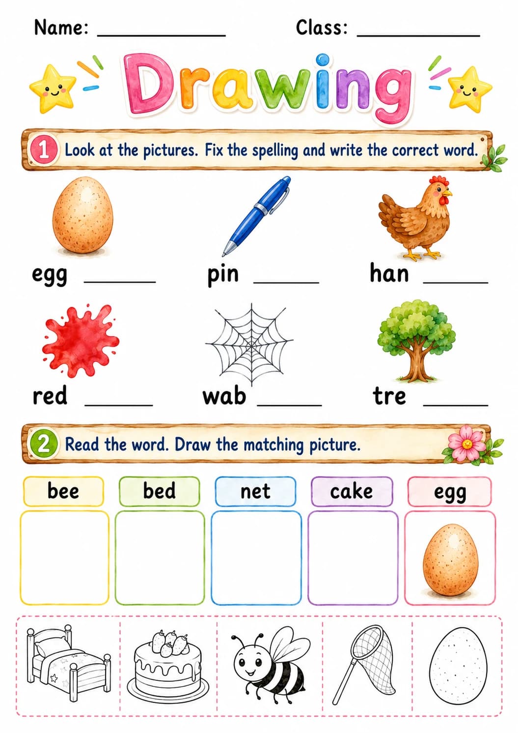 Letter E Phonics Worksheets Pack page 5 printable worksheet preview