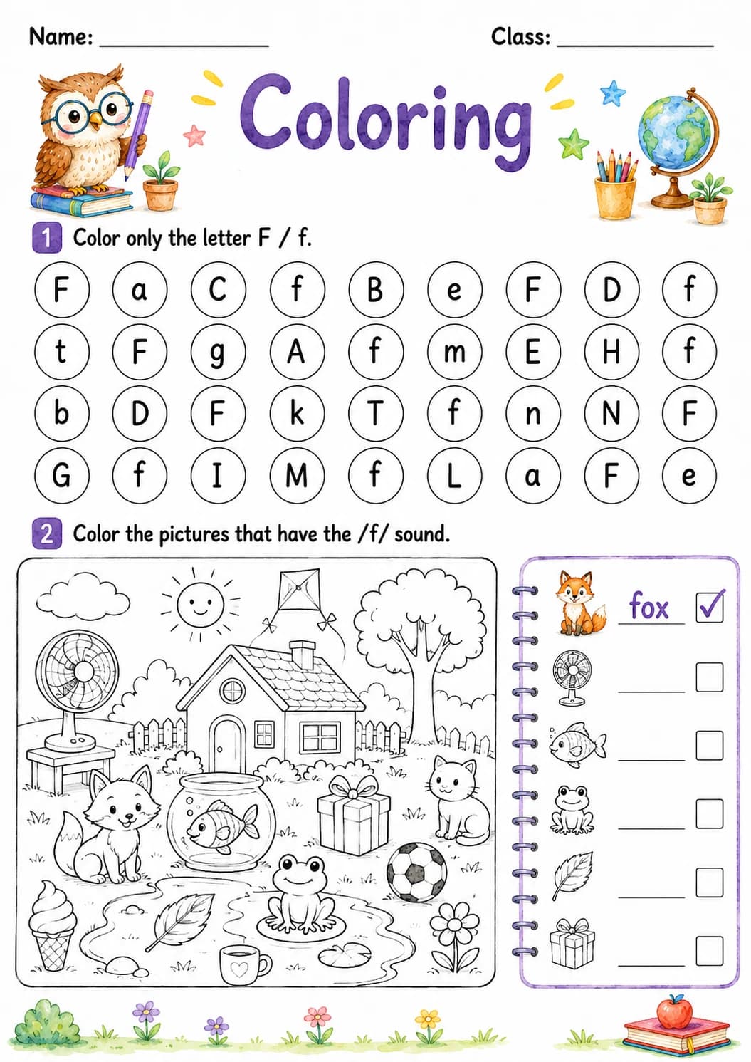 Letter F Phonics Worksheets Pack page 9 printable worksheet preview