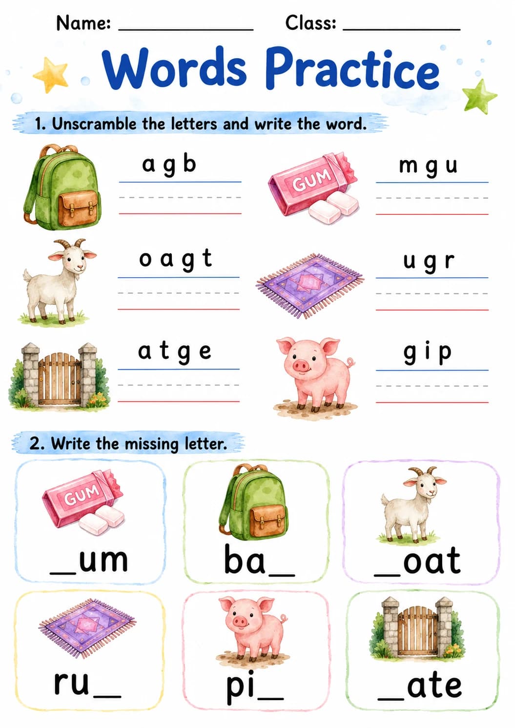 Letter G Phonics Worksheets Pack page 6 printable worksheet preview