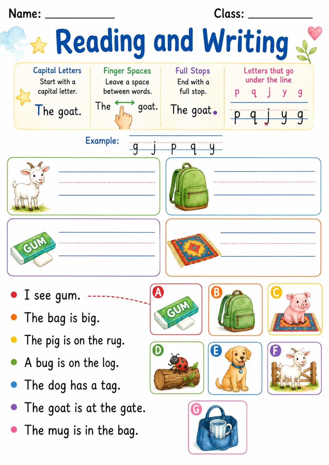 Letter G Phonics Worksheets Pack page 7 printable worksheet preview