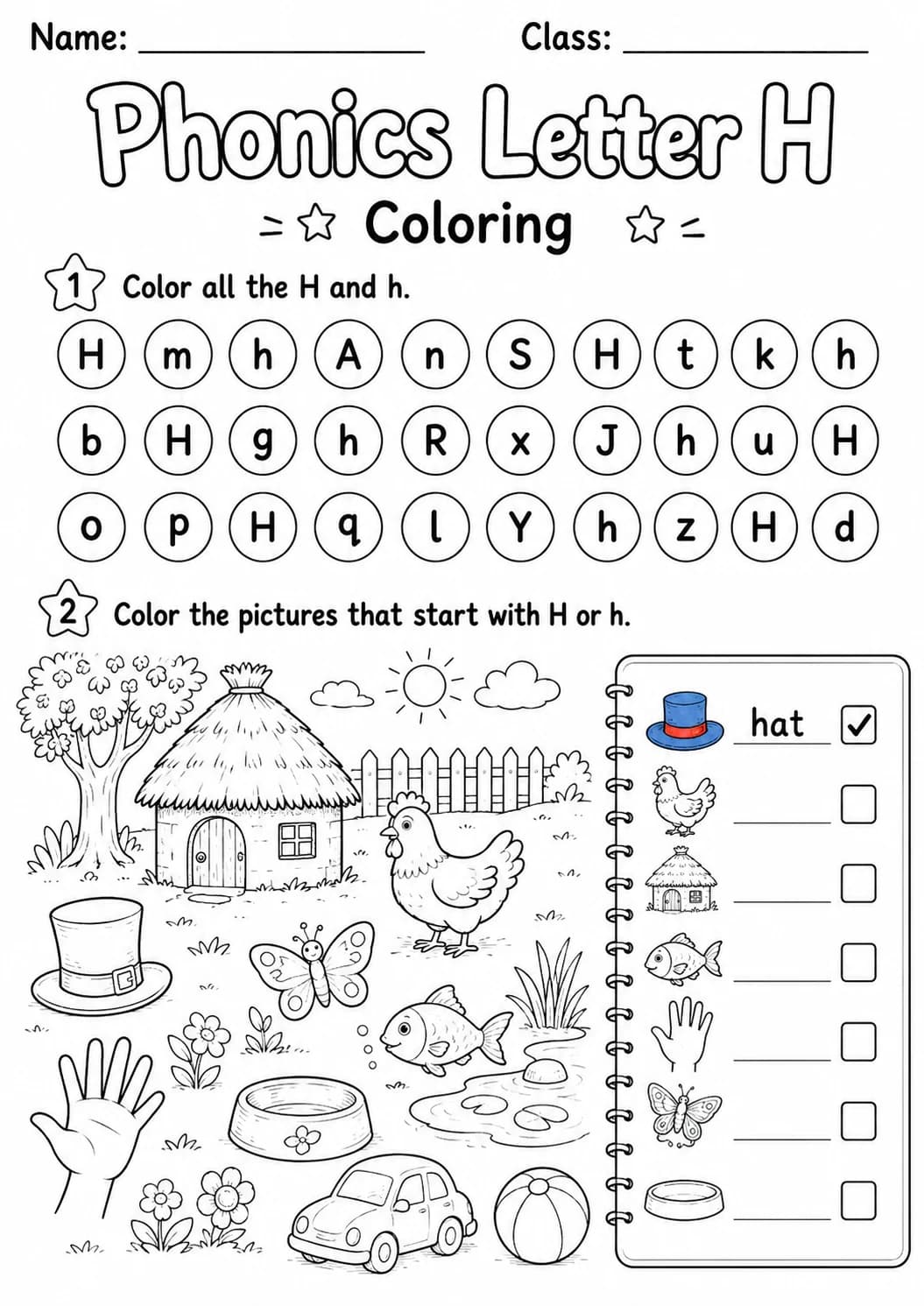 Letter H Phonics Worksheets Pack page 9 printable worksheet preview