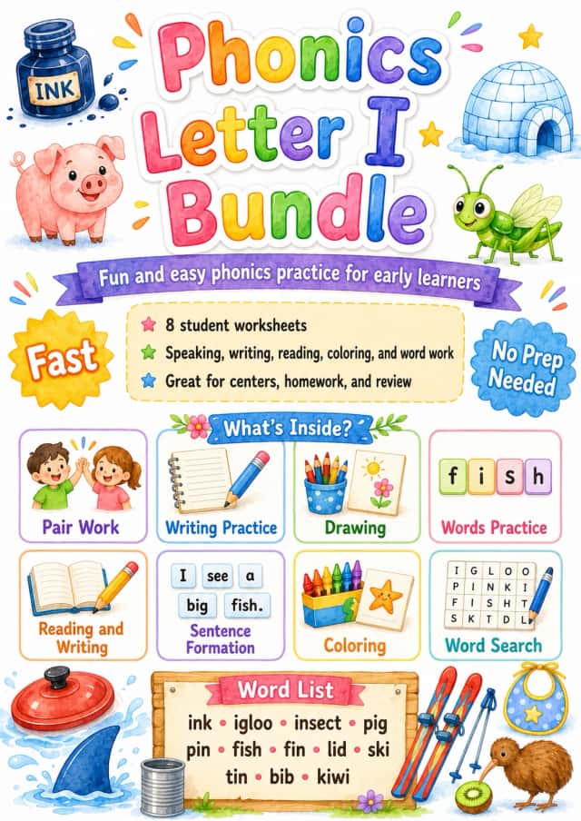Letter I Phonics Worksheets Pack