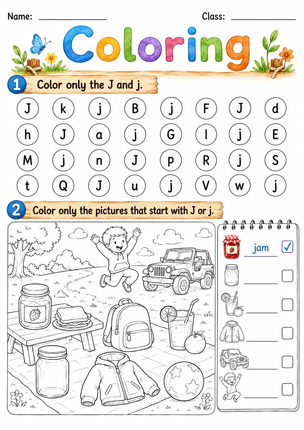 Letter J Phonics Worksheets Pack page 9 printable worksheet preview