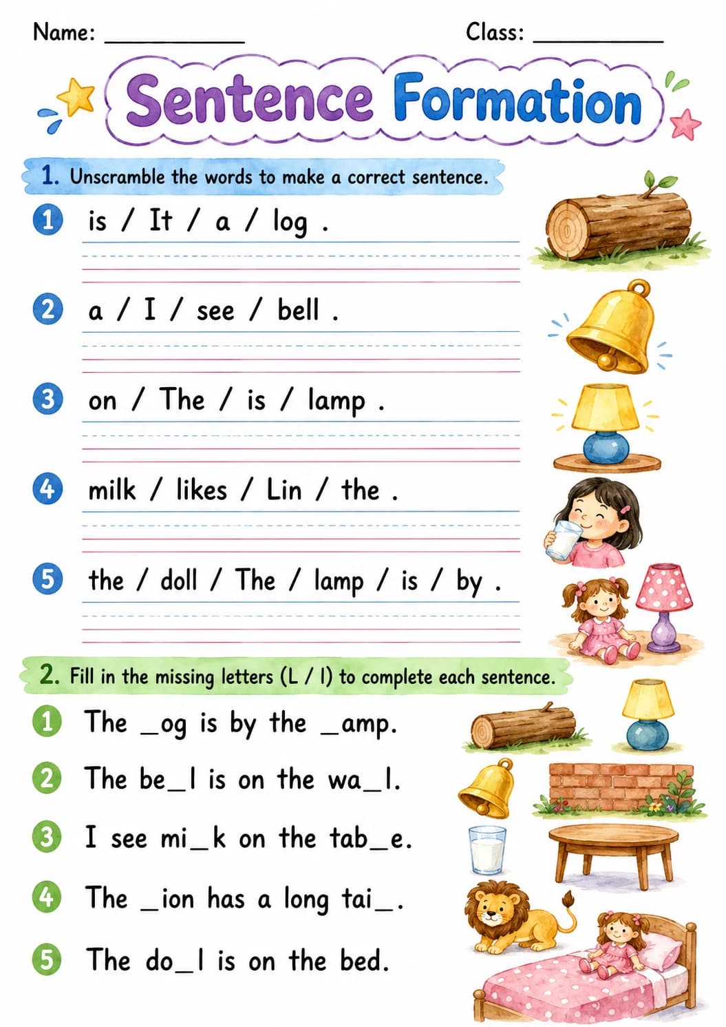 Letter L Phonics Worksheets Pack page 8 printable worksheet preview
