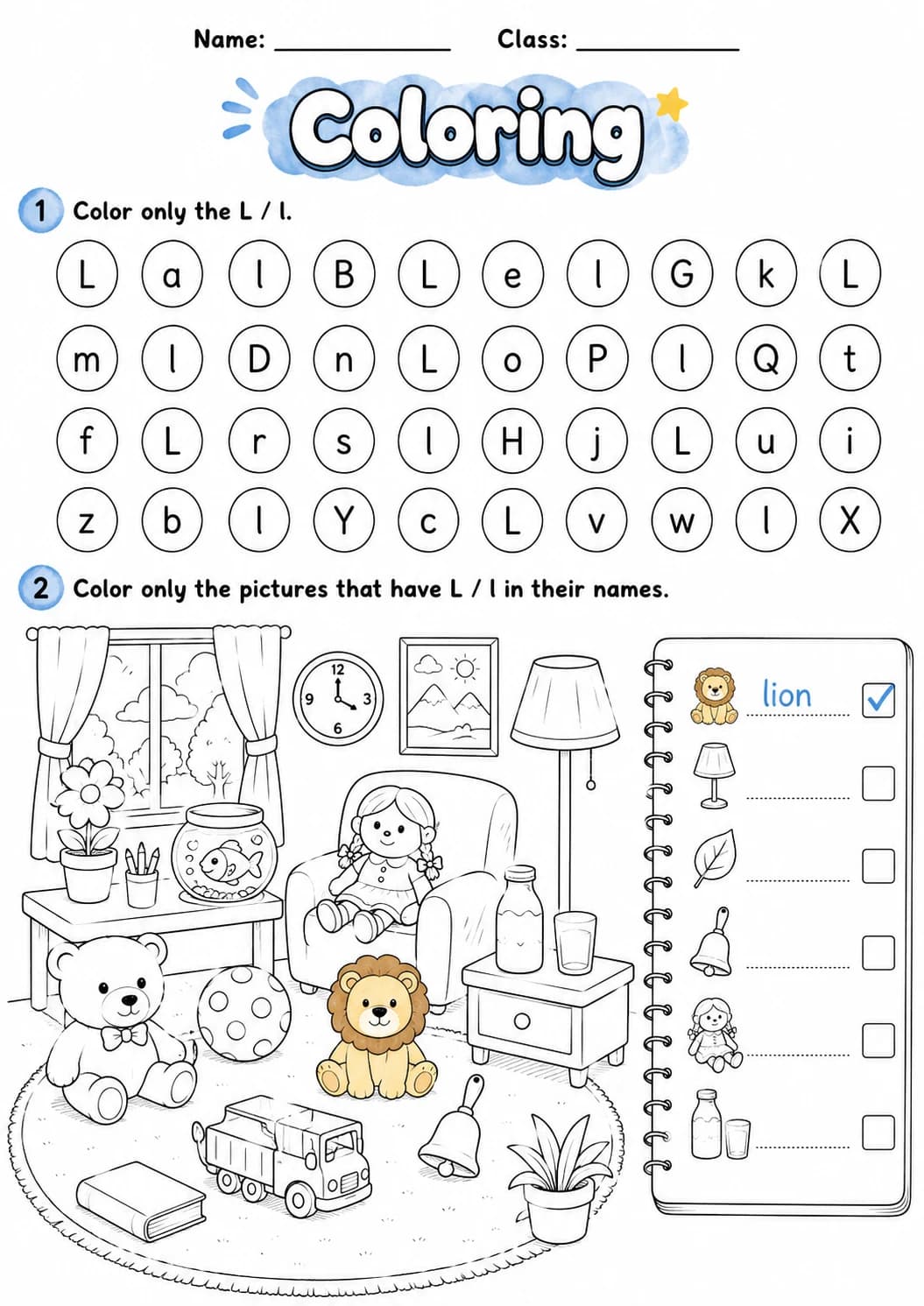 Letter L Phonics Worksheets Pack page 9 printable worksheet preview