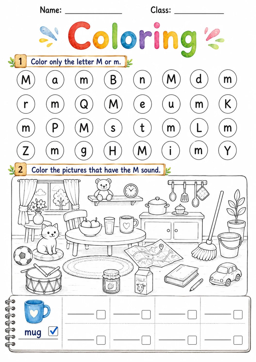 Letter M Phonics Worksheets Pack page 9 printable worksheet preview