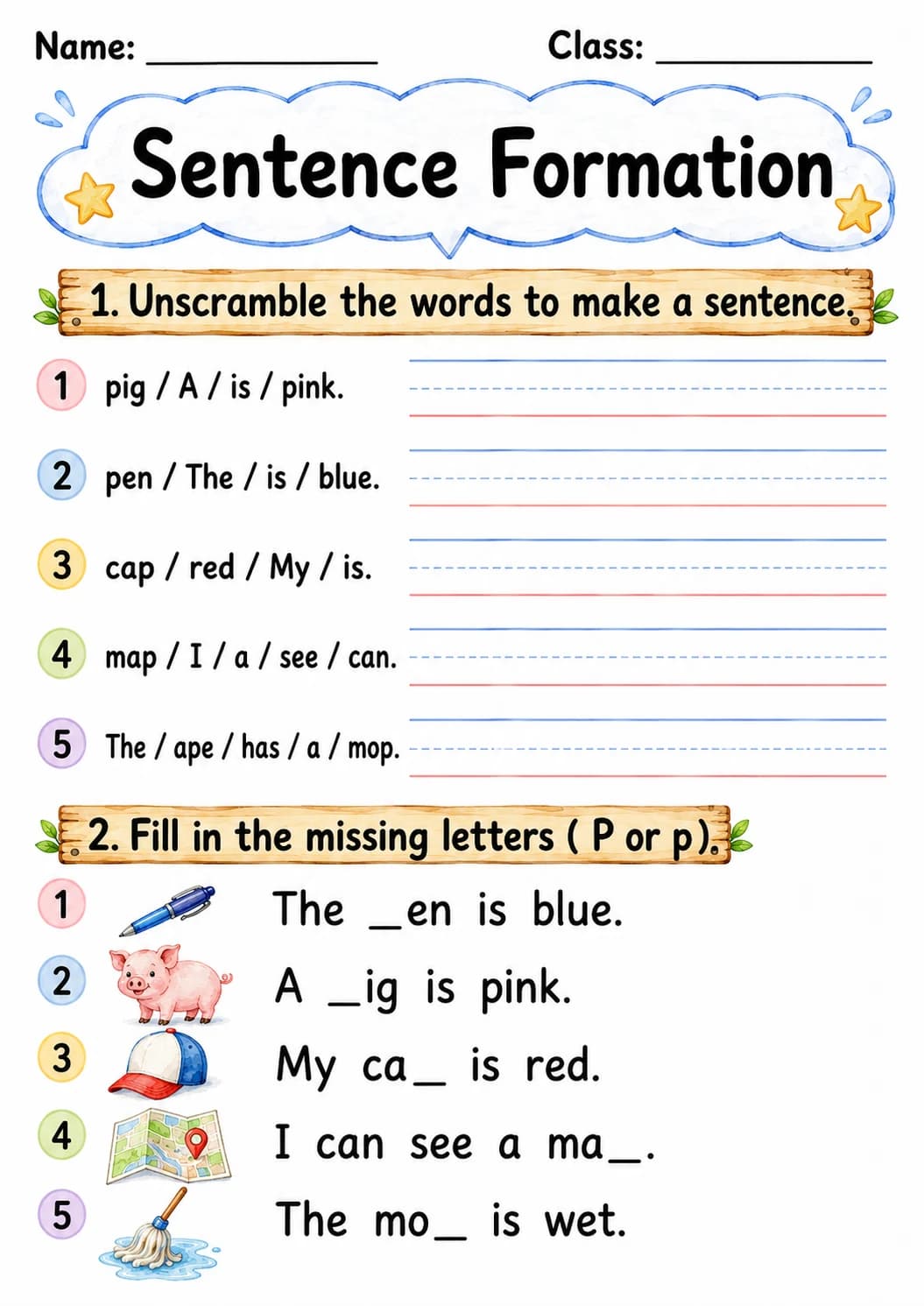 Letter P Phonics Worksheets Pack page 8 printable worksheet preview