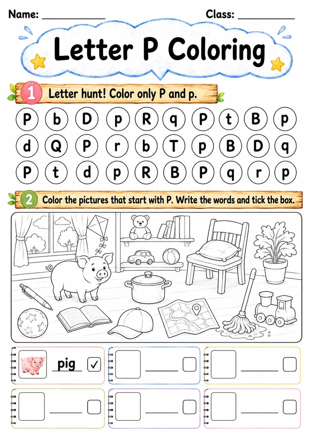 Letter P Phonics Worksheets Pack page 9 printable worksheet preview