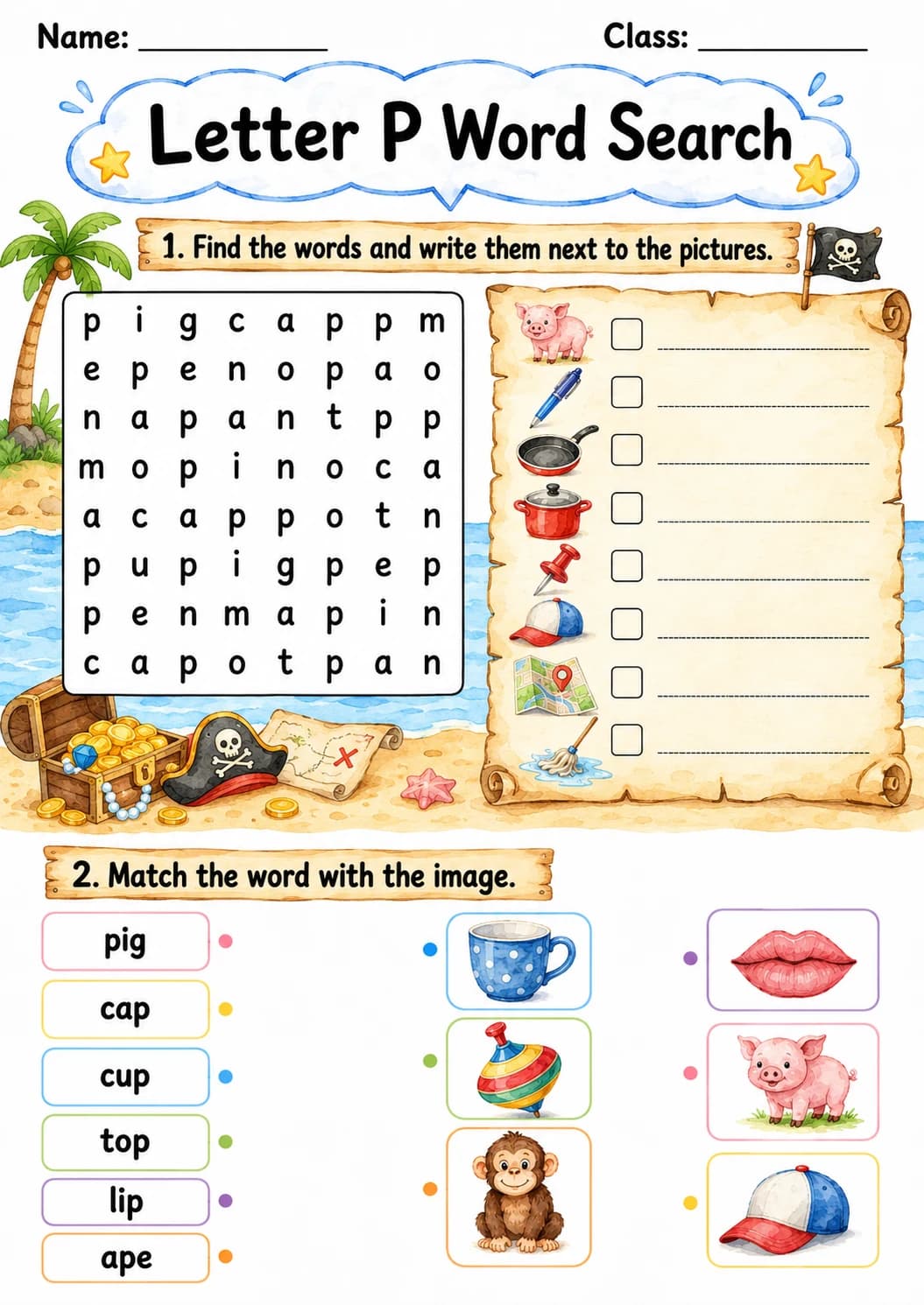 Letter P Phonics Worksheets Pack page 10 printable worksheet preview