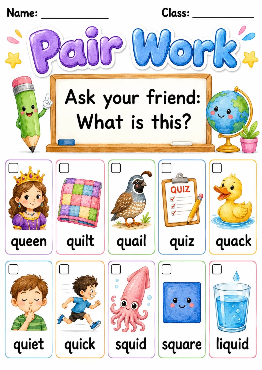 Letter Q Phonics Worksheets Pack page 3 printable worksheet preview