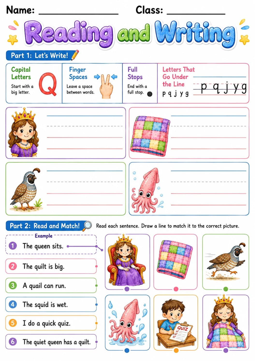 Letter Q Phonics Worksheets Pack page 7 printable worksheet preview