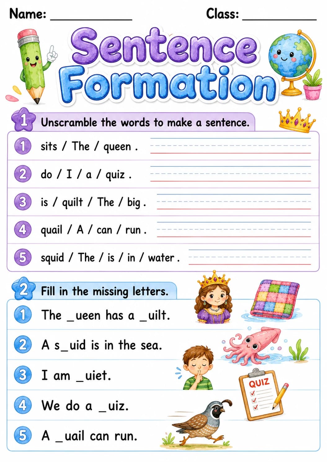 Letter Q Phonics Worksheets Pack page 8 printable worksheet preview