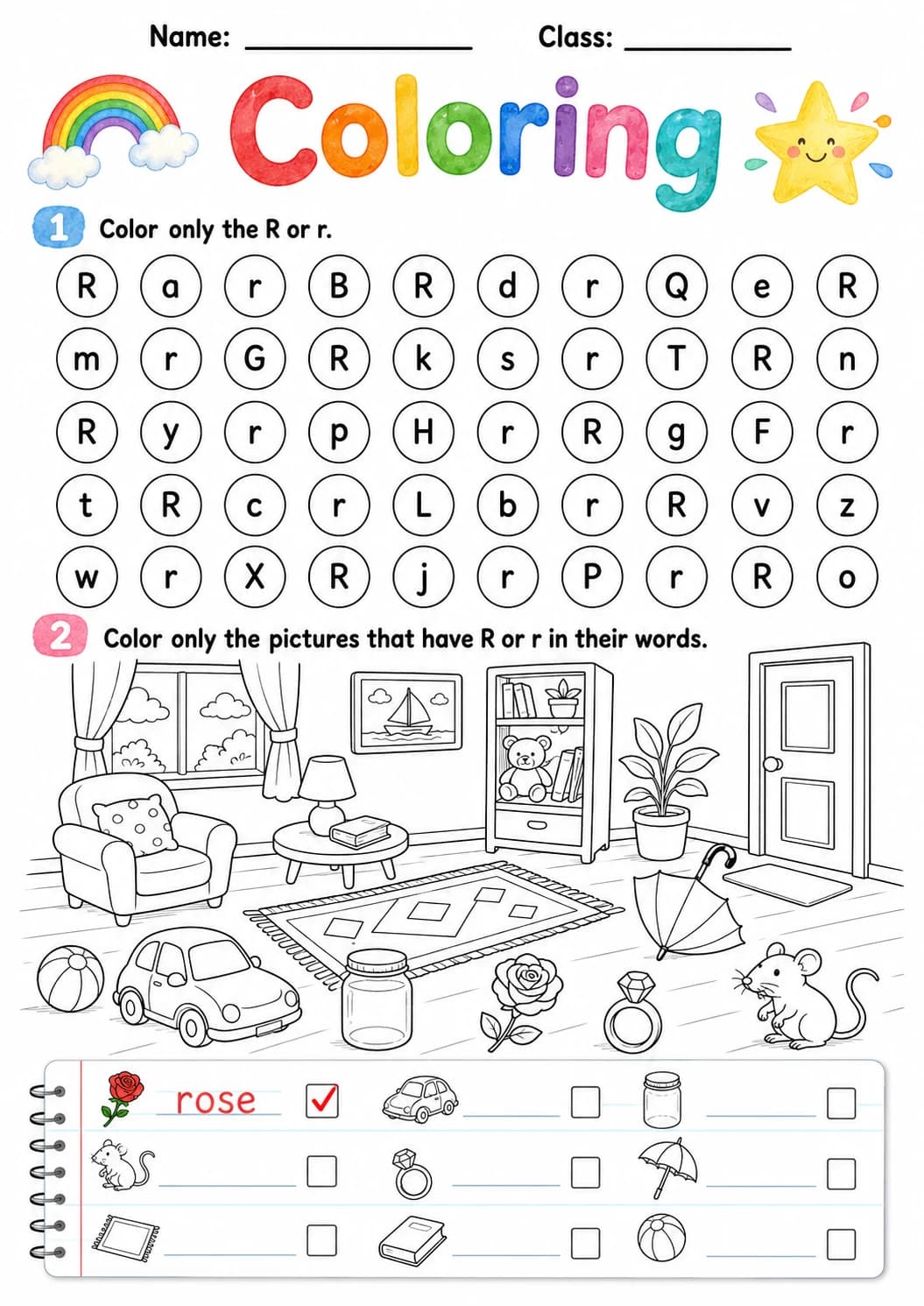 Letter R Phonics Worksheets Pack page 9 printable worksheet preview