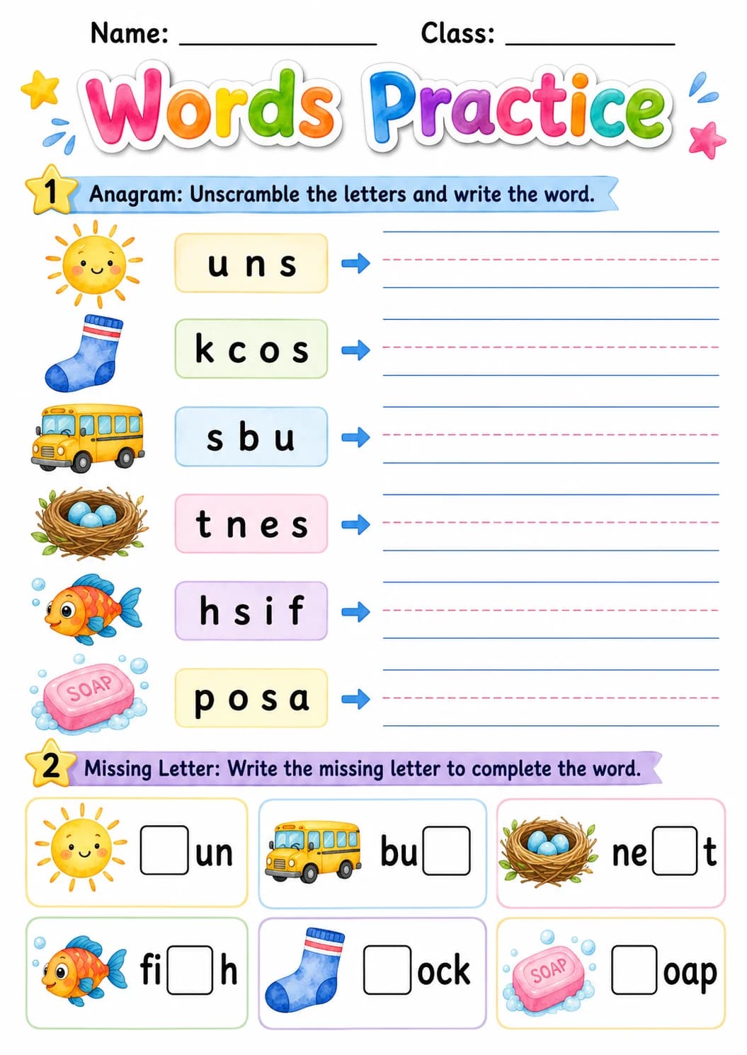 Letter S Phonics Worksheets Pack page 6 printable worksheet preview