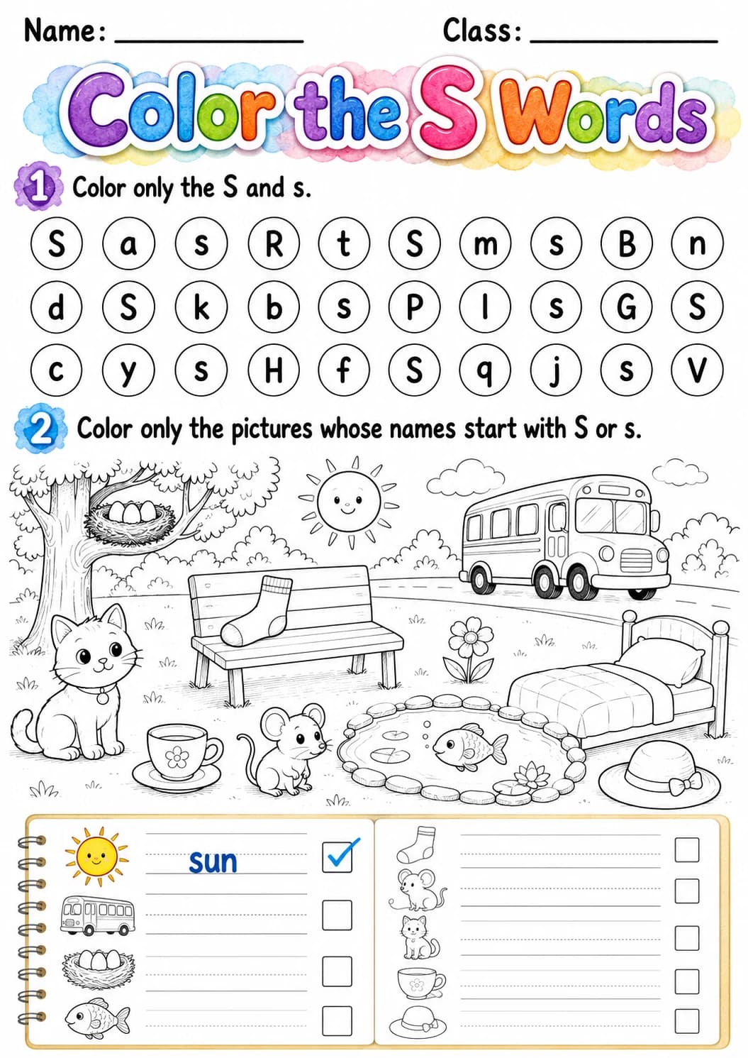 Letter S Phonics Worksheets Pack page 9 printable worksheet preview