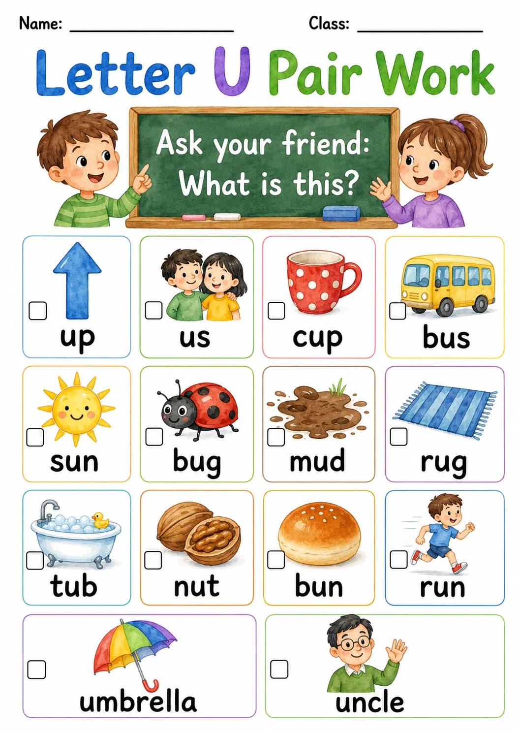 Letter U Phonics Worksheets Pack page 3 printable worksheet preview