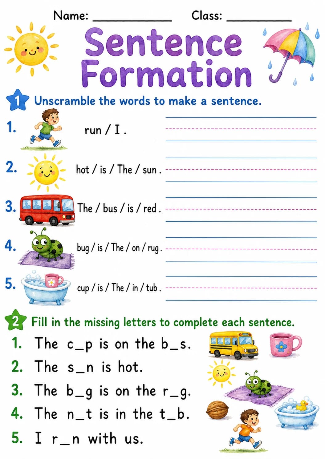 Letter U Phonics Worksheets Pack page 8 printable worksheet preview
