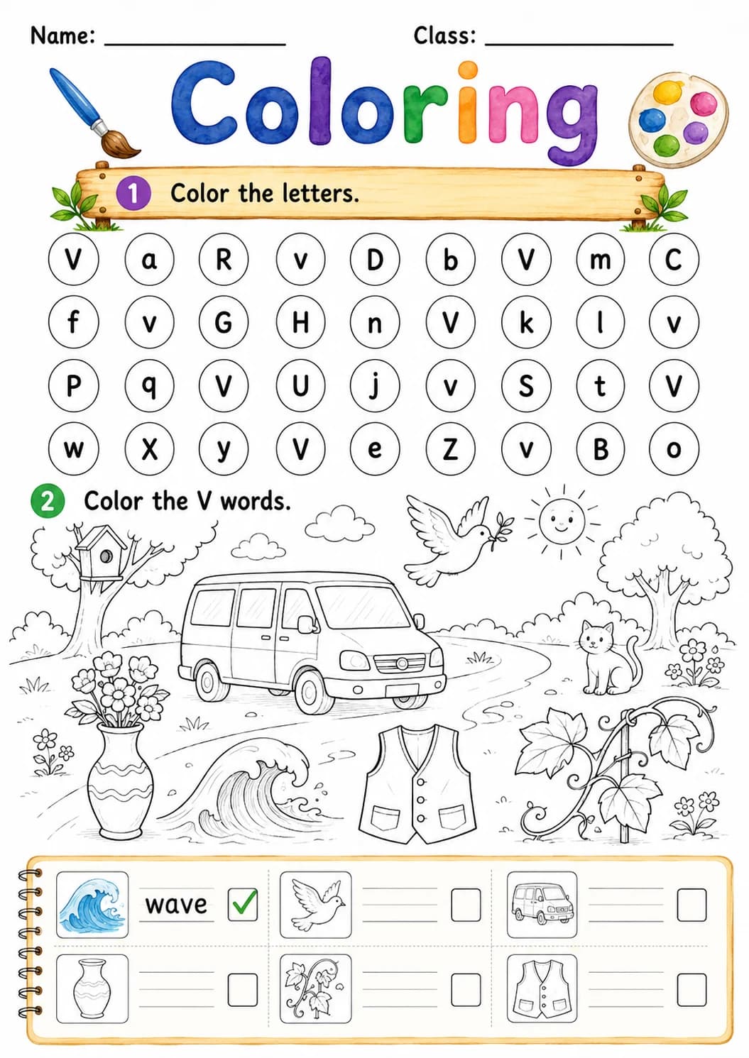 Letter V Phonics Worksheets Pack page 9 printable worksheet preview