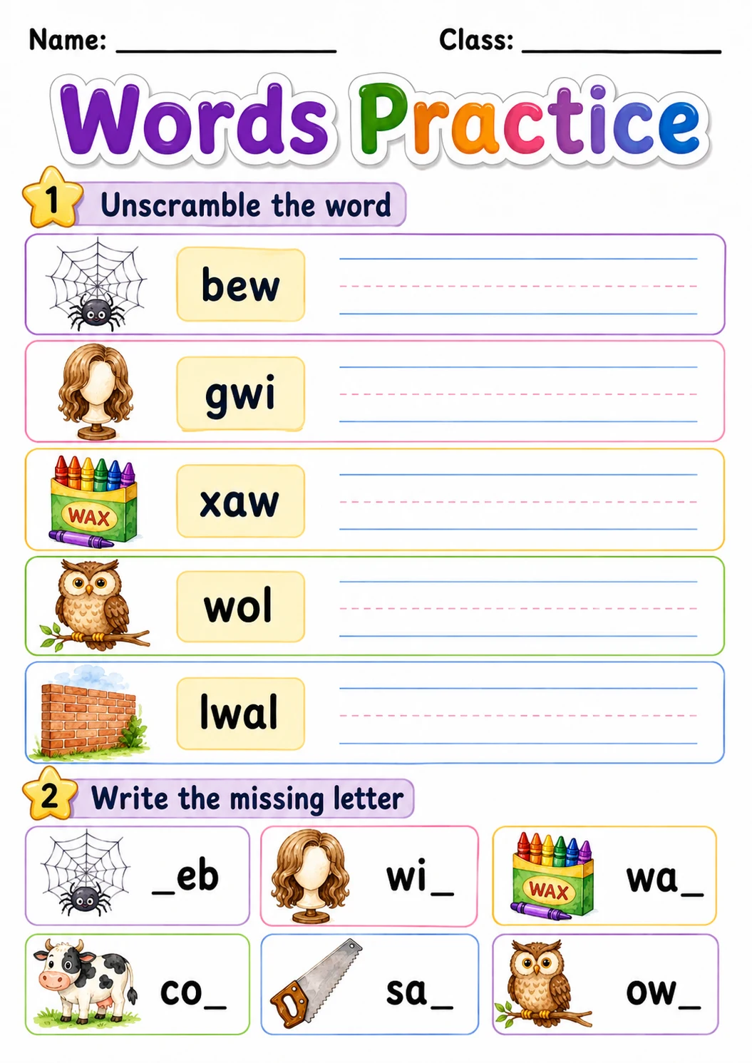 Letter W Phonics Worksheets Pack page 6 printable worksheet preview