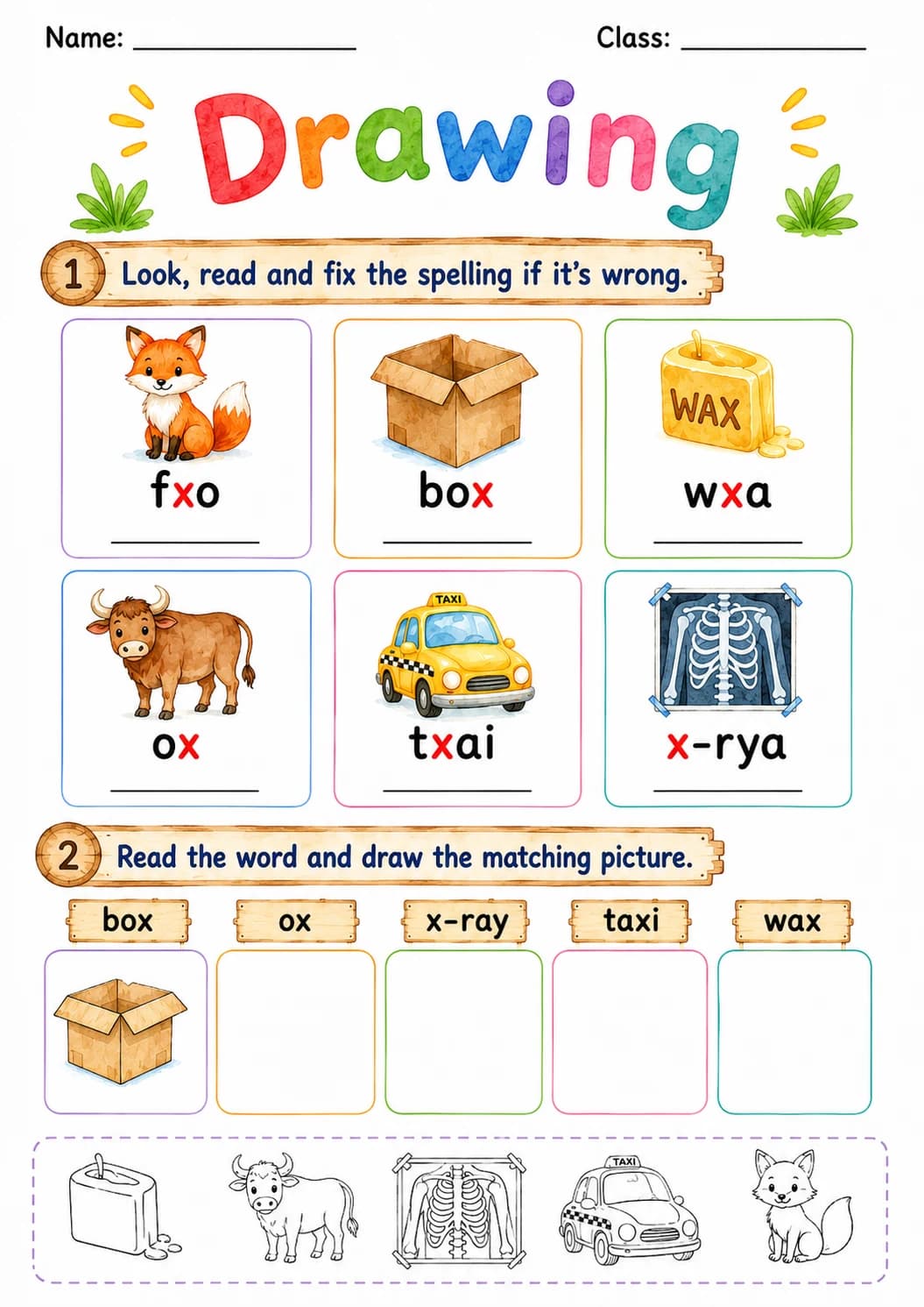 Letter X Phonics Worksheets Pack page 5 printable worksheet preview