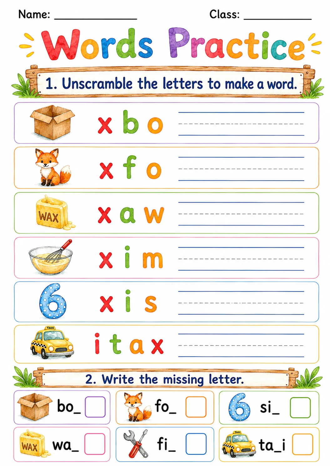 Letter X Phonics Worksheets Pack page 6 printable worksheet preview