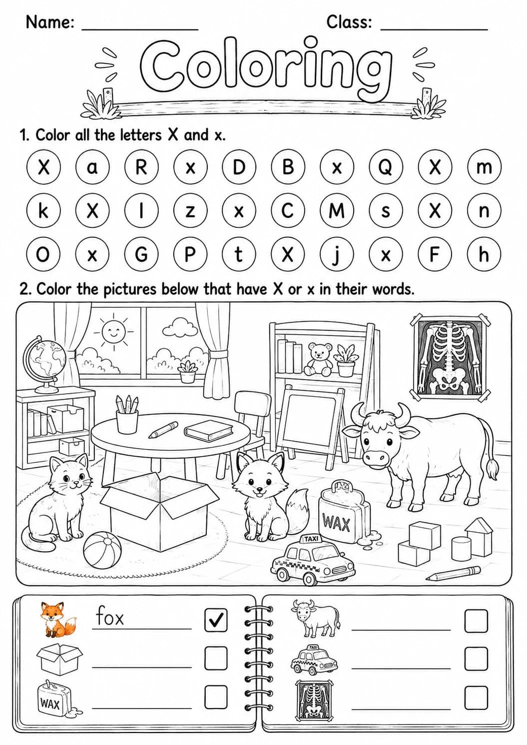 Letter X Phonics Worksheets Pack page 9 printable worksheet preview