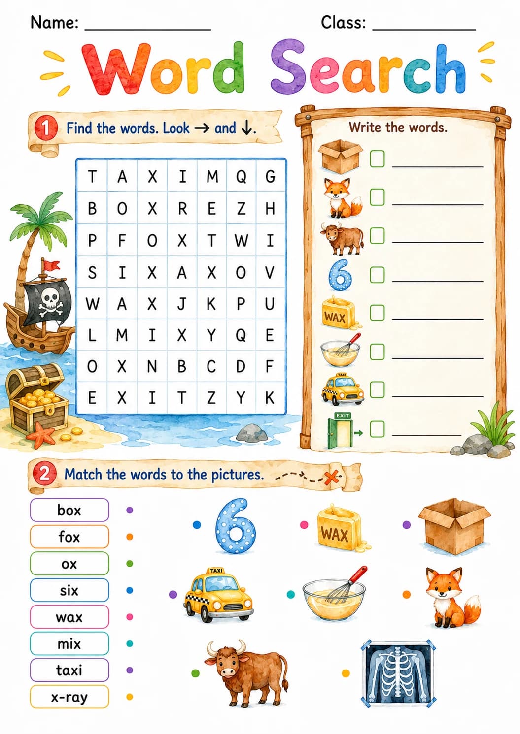 Letter X Phonics Worksheets Pack page 10 printable worksheet preview