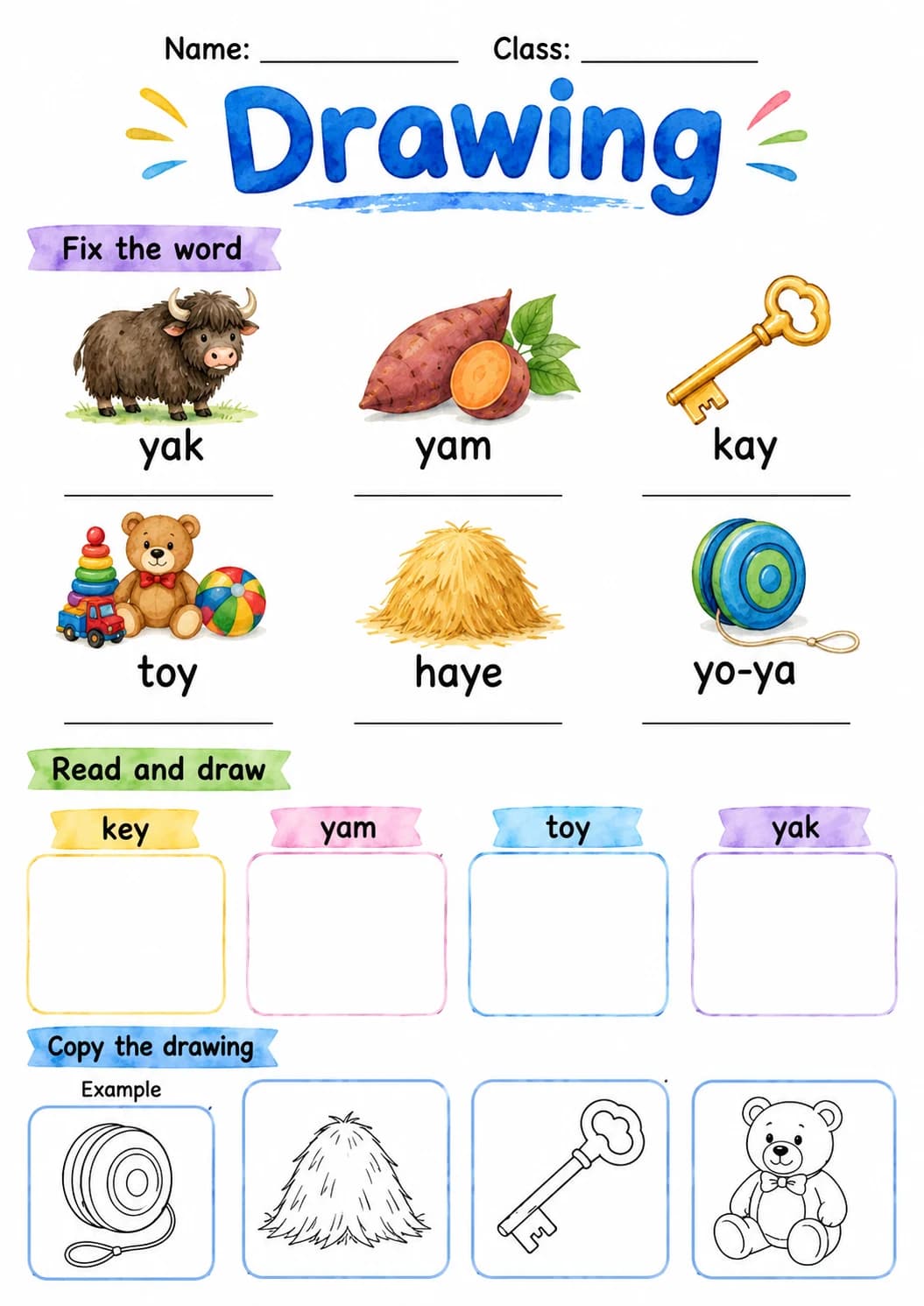 Letter Y Phonics Worksheets Pack page 5 printable worksheet preview