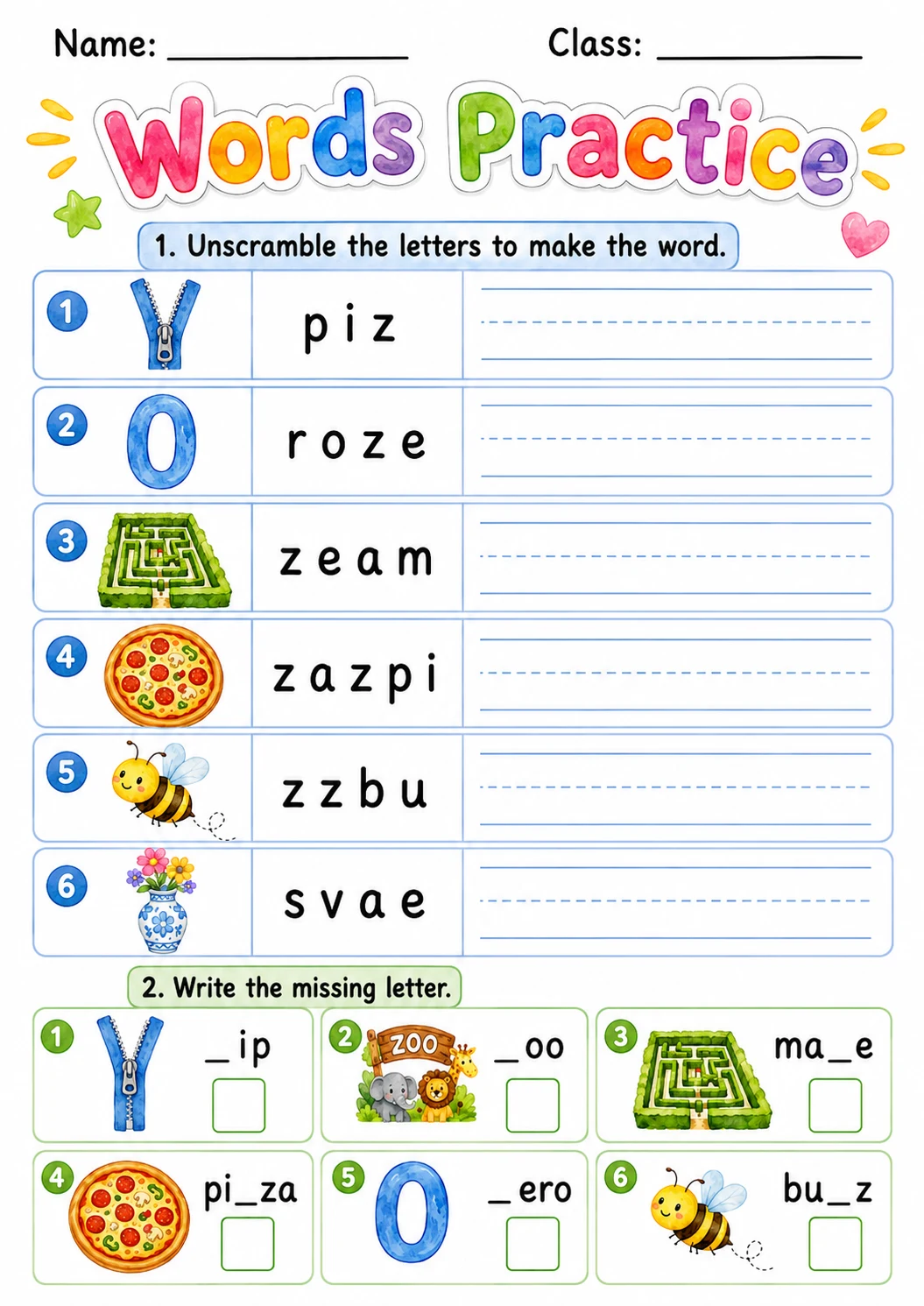 Letter Z Phonics Worksheets Pack page 6 printable worksheet preview