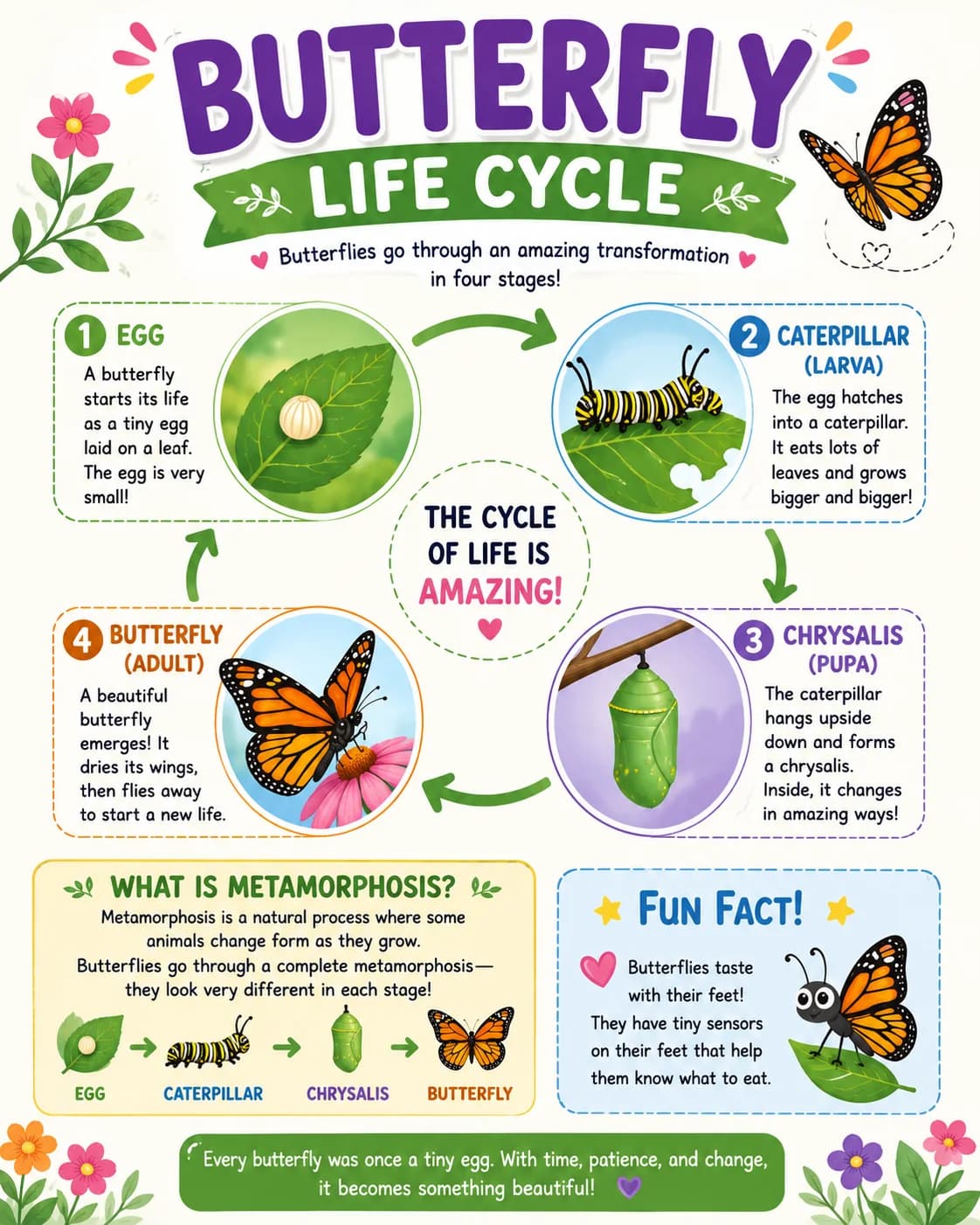 Butterfly Life Cycle Infographic printable English vocabulary infographic preview from KiwiBee