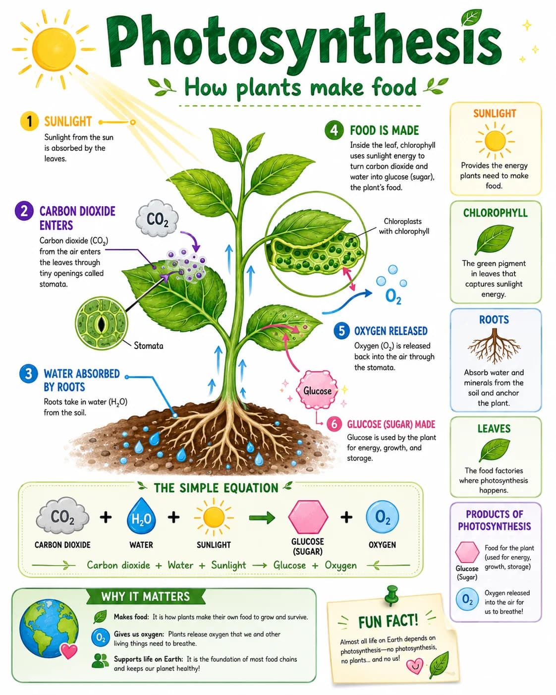 Photosynthesis Infographic printable English vocabulary infographic preview from KiwiBee