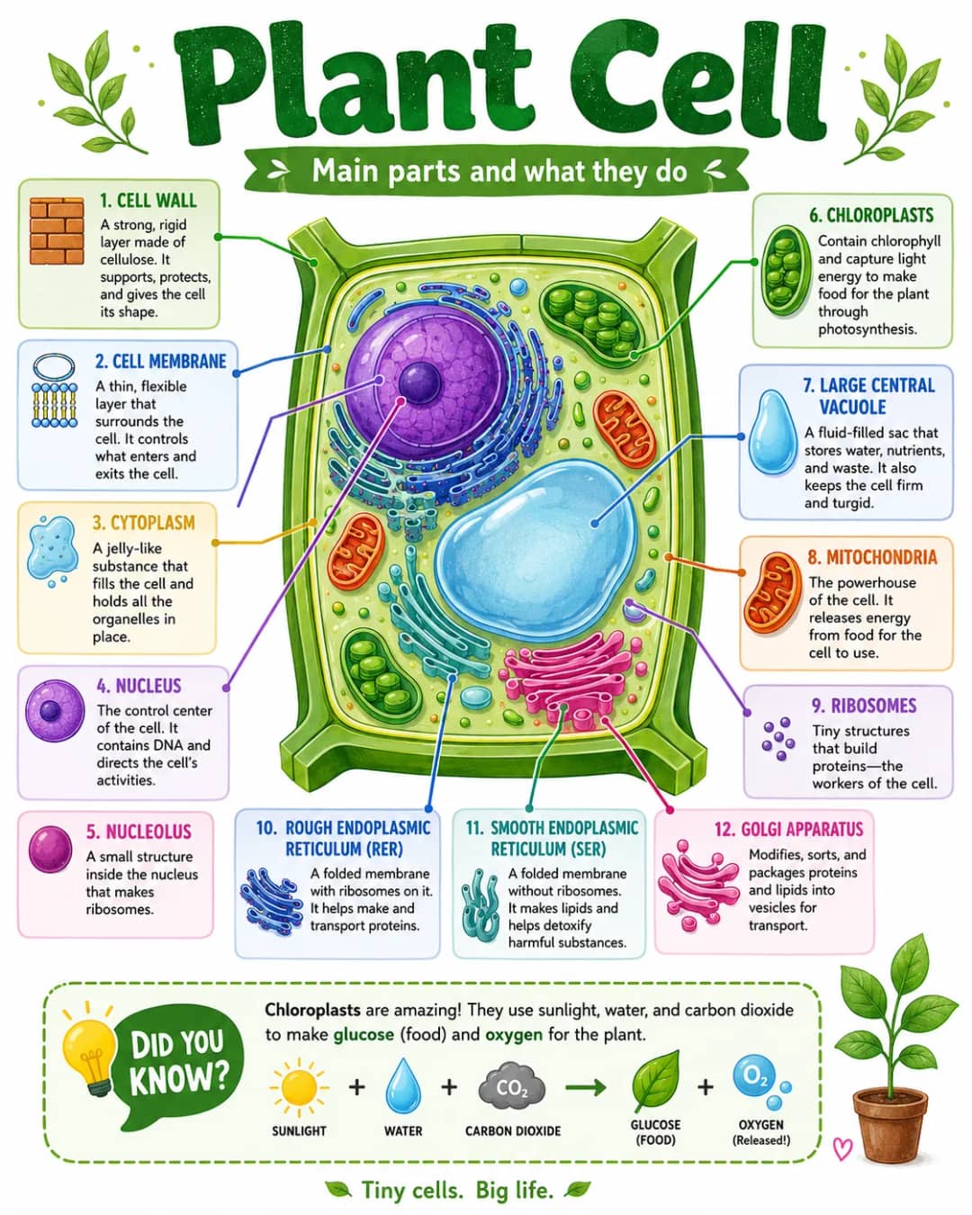 Plant Cell Infographic printable English vocabulary infographic preview from KiwiBee
