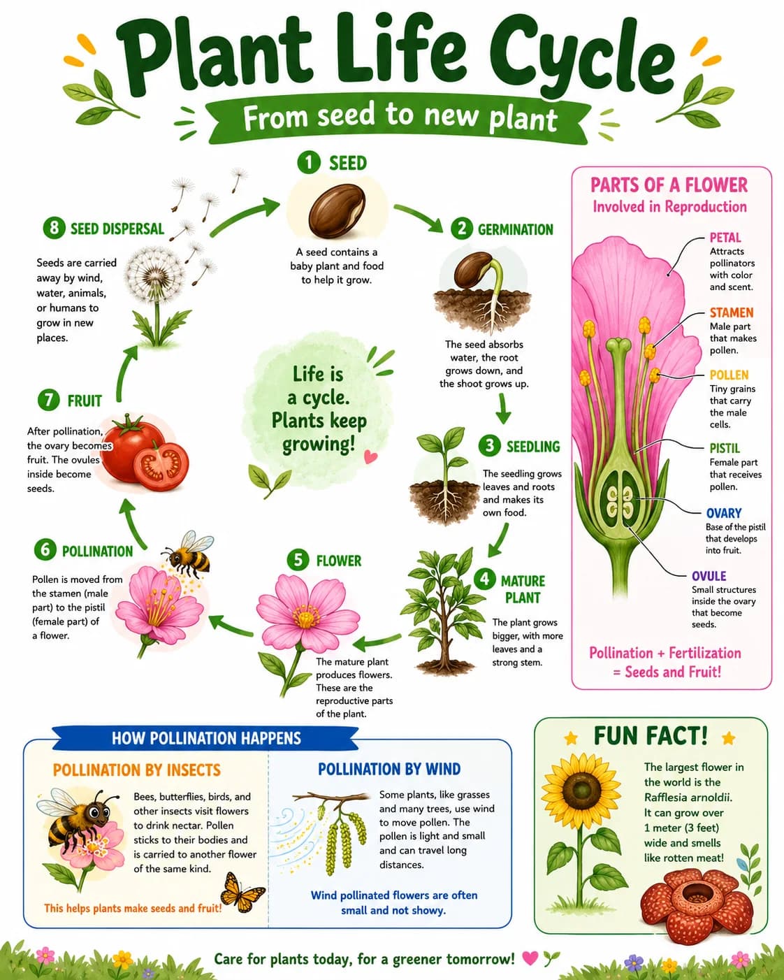 Plant Life Cycle Infographic printable English vocabulary infographic preview from KiwiBee