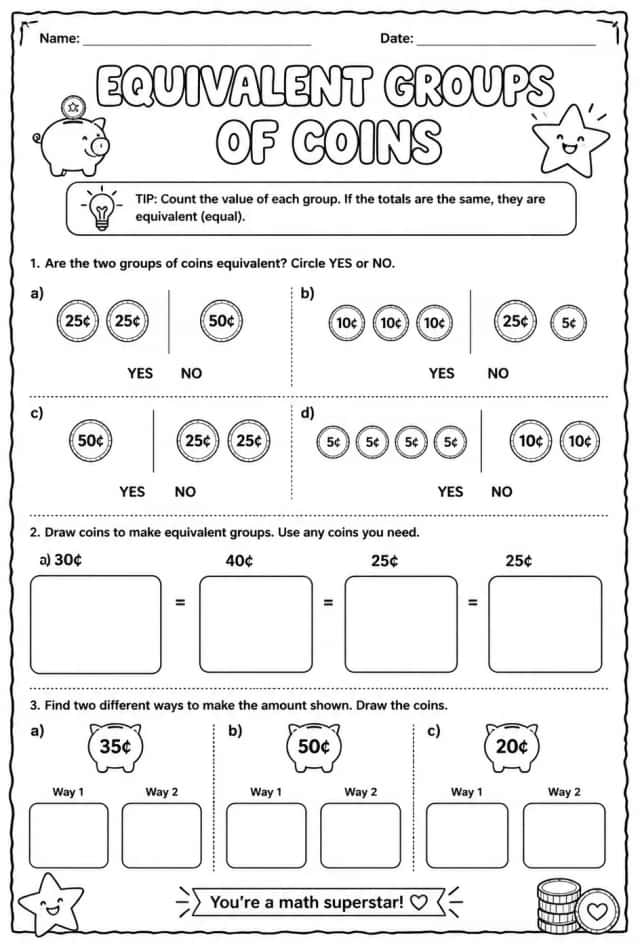 Equivalent groups of coins