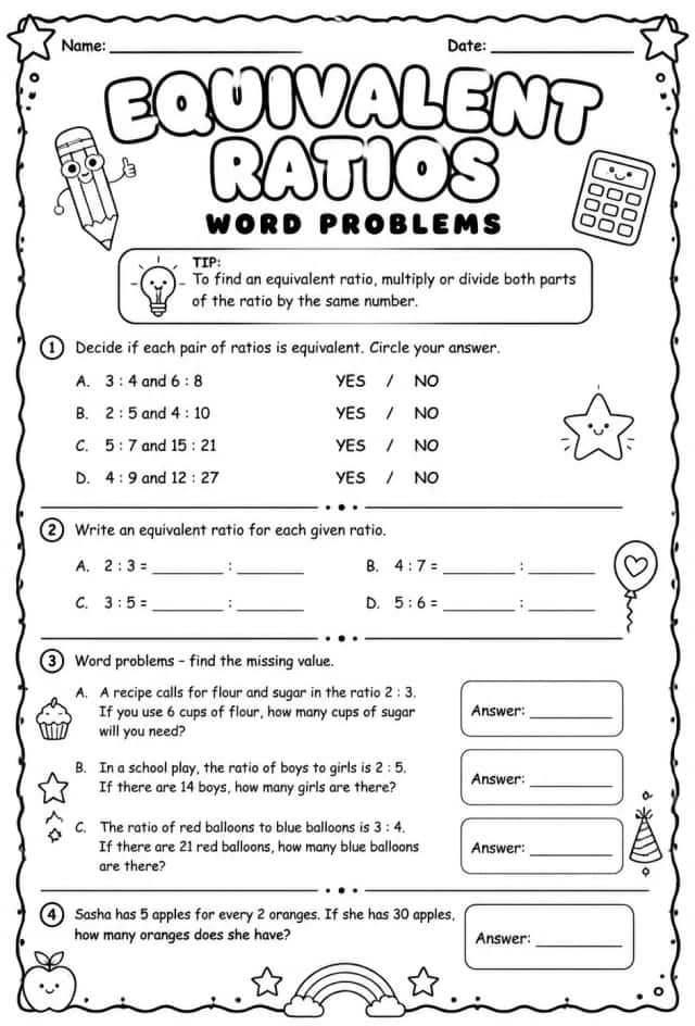 Equivalent ratios: word problems