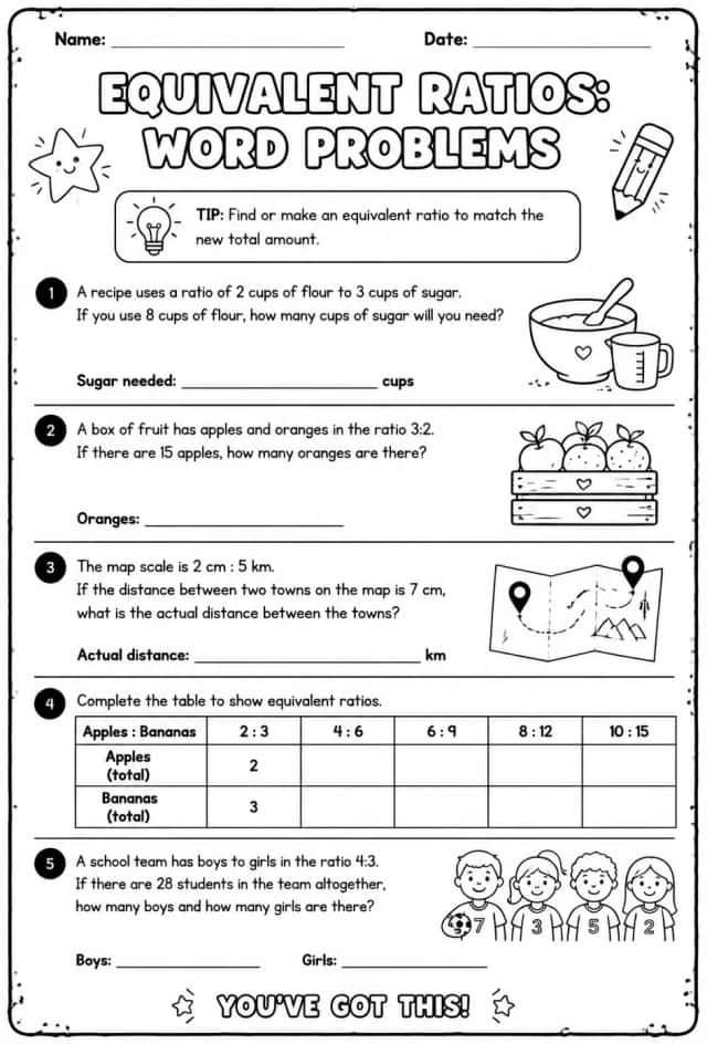 Equivalent ratios: word problems