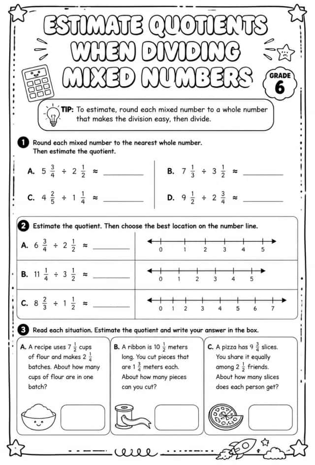 Estimate quotients when dividing mixed numbers