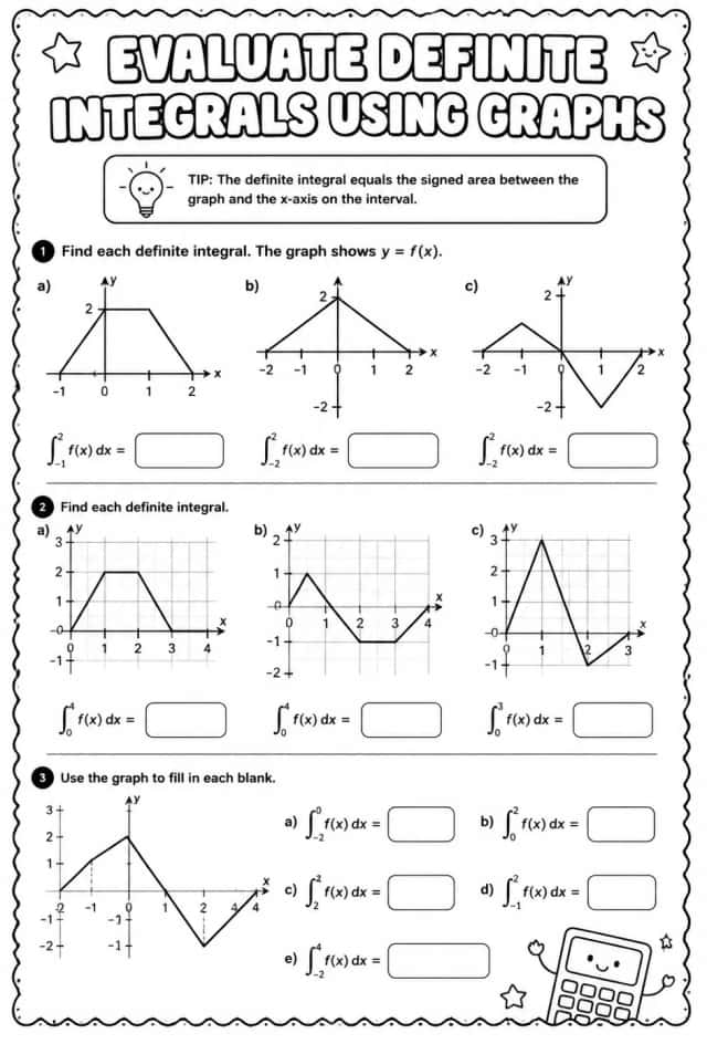 Evaluate definite integrals using graphs