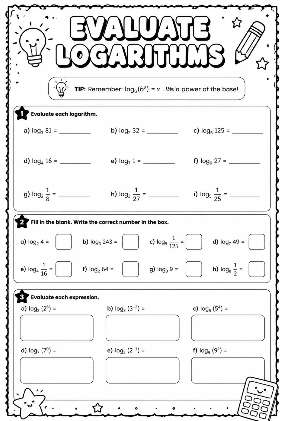 Evaluate logarithms