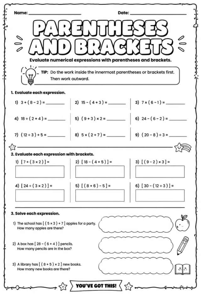 Evaluate numerical expressions with parentheses and brackets