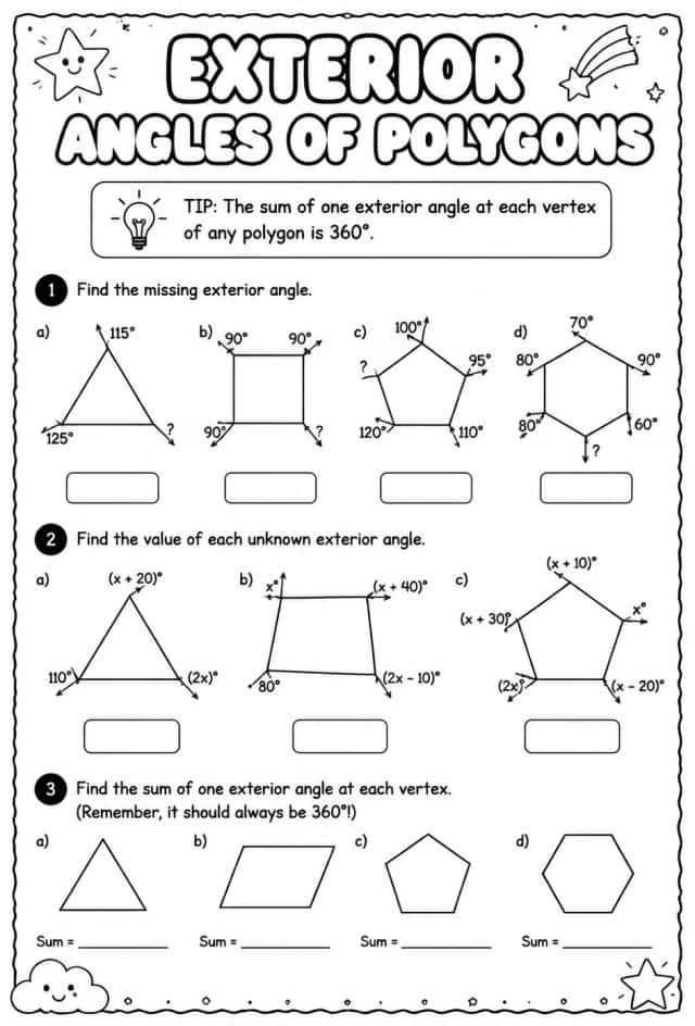 Exterior angles of polygons