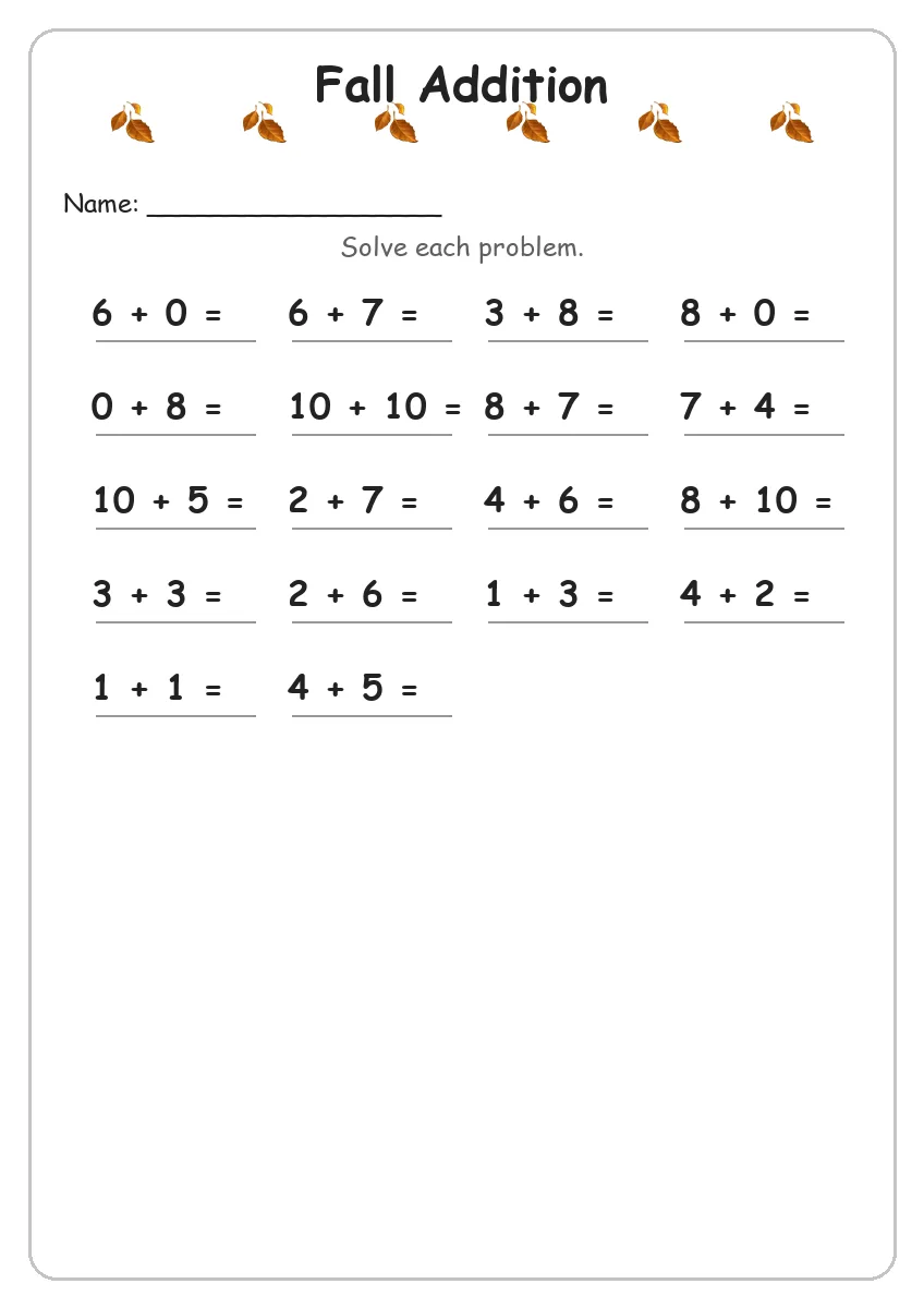 Fall Addition (Grade 1)